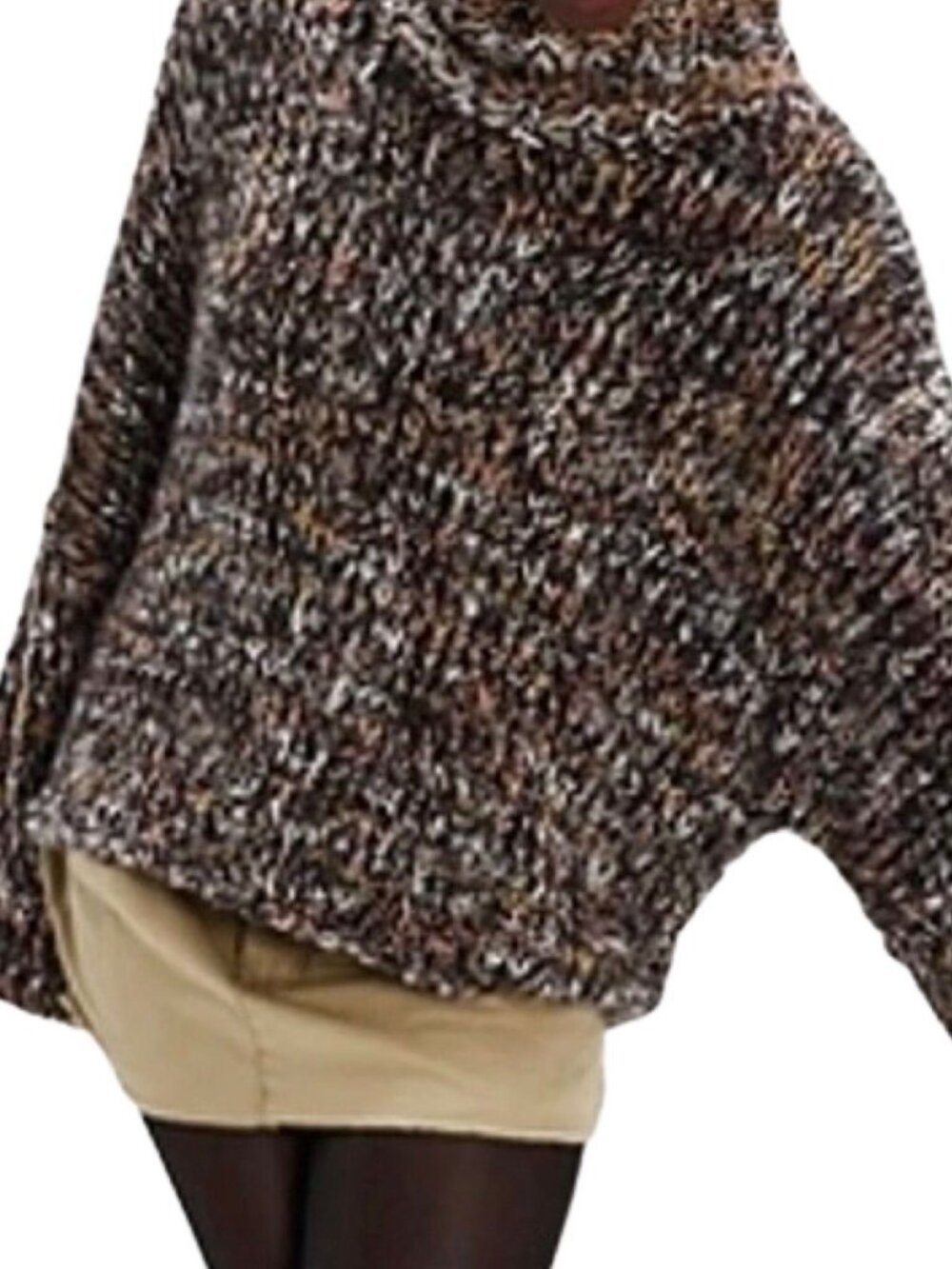 Free People Sweater Women Medium Multicolor Chunky Knit Cowl Neck Oversized Boho